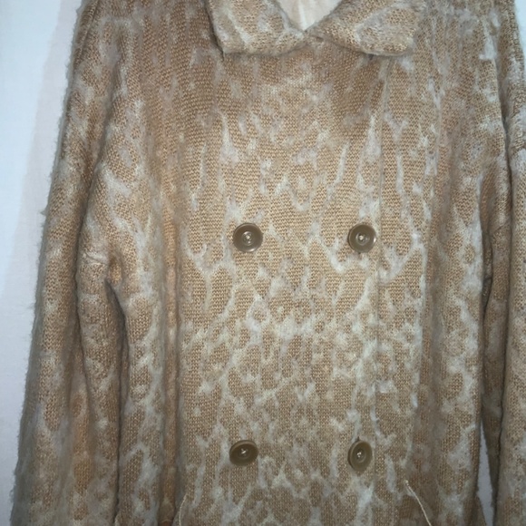 Free People Wild Things Knit Pea Coat Sz S soft knit alpaca blend oversized - Picture 4 of 9